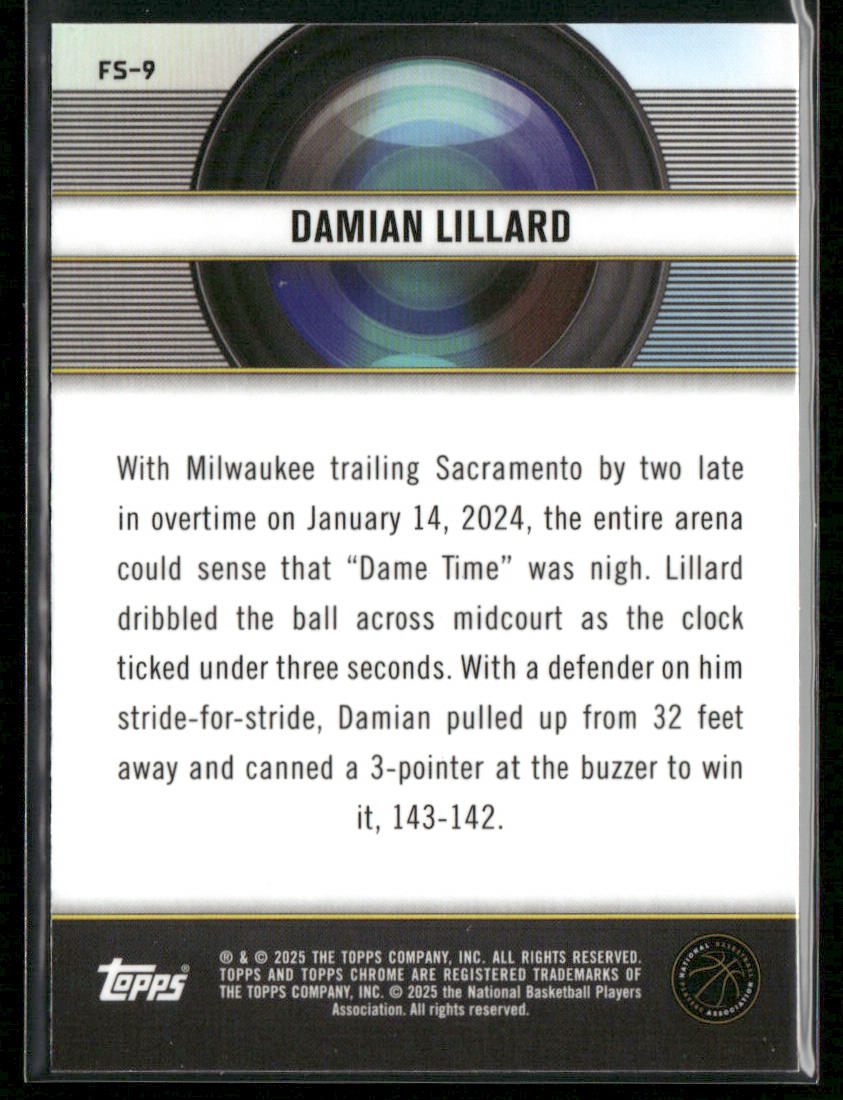 Damian Lillard 2024-25 Topps Chrome Film Study Topps Green Refractor #FS-9 Bucks