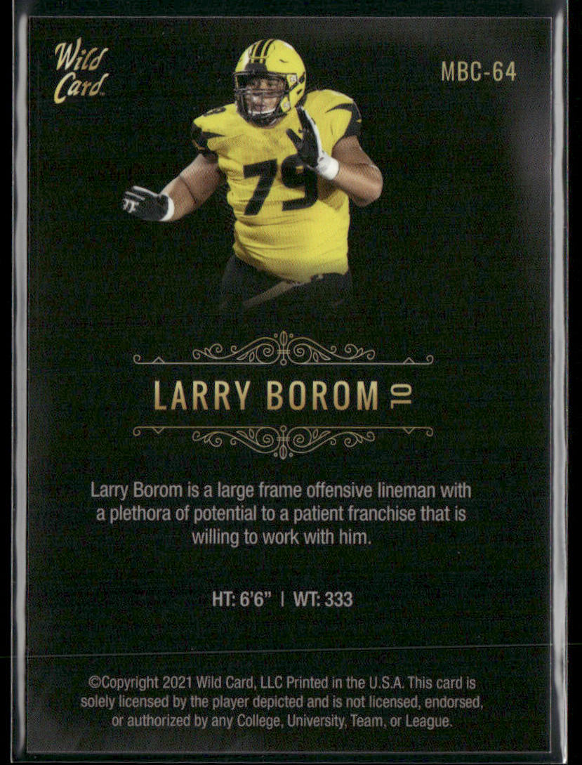 Larry Borom 2021 Wild Card Matte White Black #MBC-64 Missouri Tigers