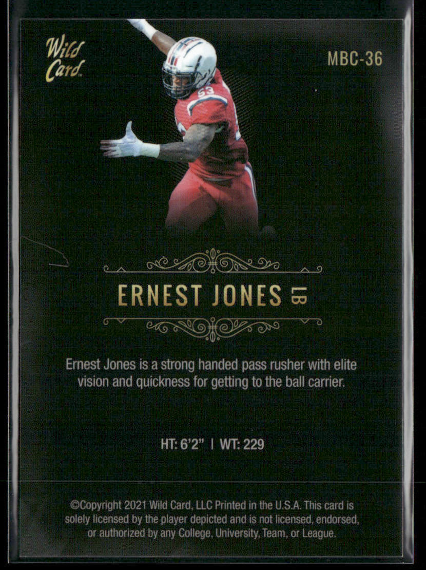 Ernest Jones 2021 Wild Card Matte White Black #MBC-36 South Carolina Gamecocks