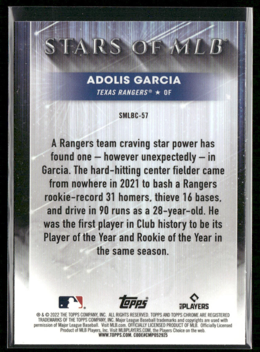 Adolis Garcia 2022 Topps Stars of MLB Chrome #SMLBC-57 Texas Rangers