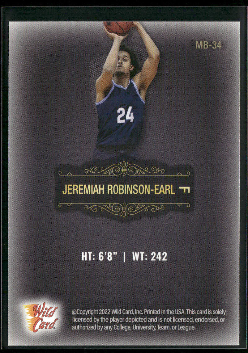 Jeremiah Robinson-Earl 2022 Wild Card Matte #MB-34 Villanova Wildcats