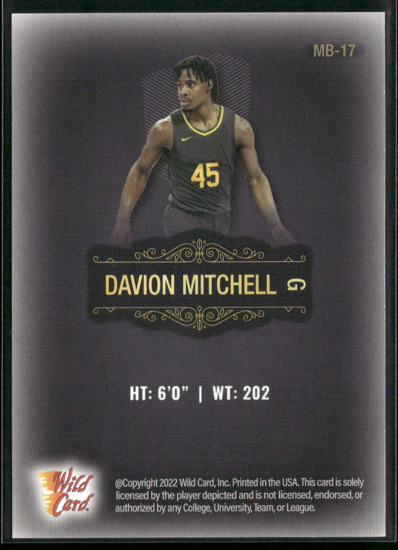 Davion Mitchell 2022 Wild Card Matte #MB-17 Sacramento Kings