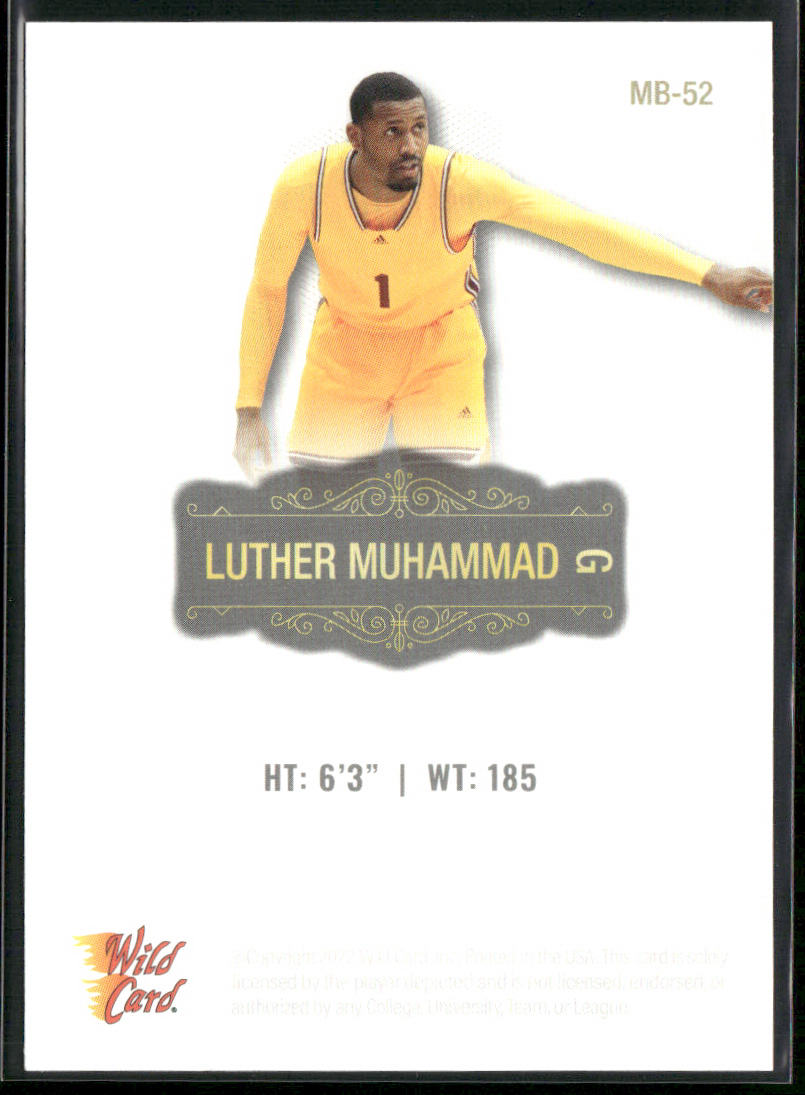 Luther Muhammad 2022 Wild Card Matte White #MB-52 Arizona State Sun Devils back