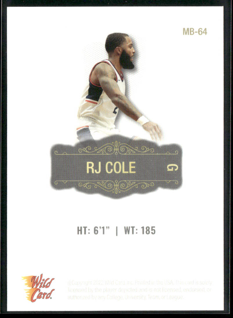 RJ Cole 2022 Wild Card Matte White #MB-64 Connecticut Huskies
