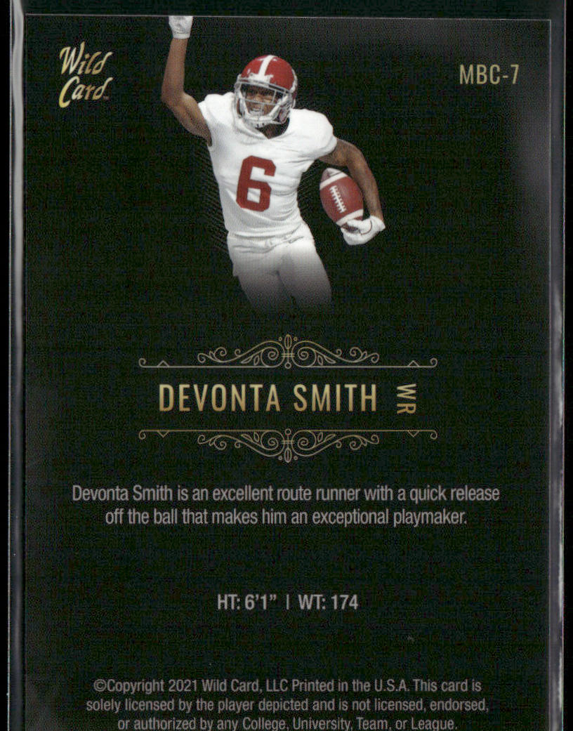 Devonta Smith 2021 Wild Card Matte White Black #MBC-7 Alabama Crimson Tide
