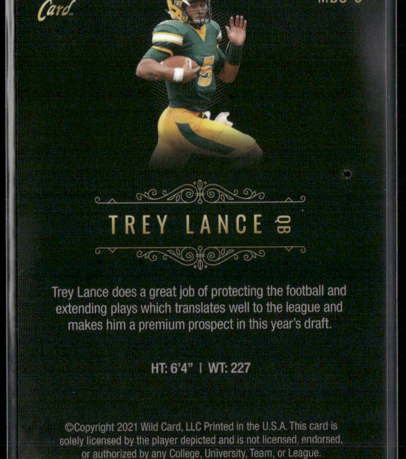 Trey Lance 2021 Wild Card Matte White Black #MBC-6 North Dakota State Bison back