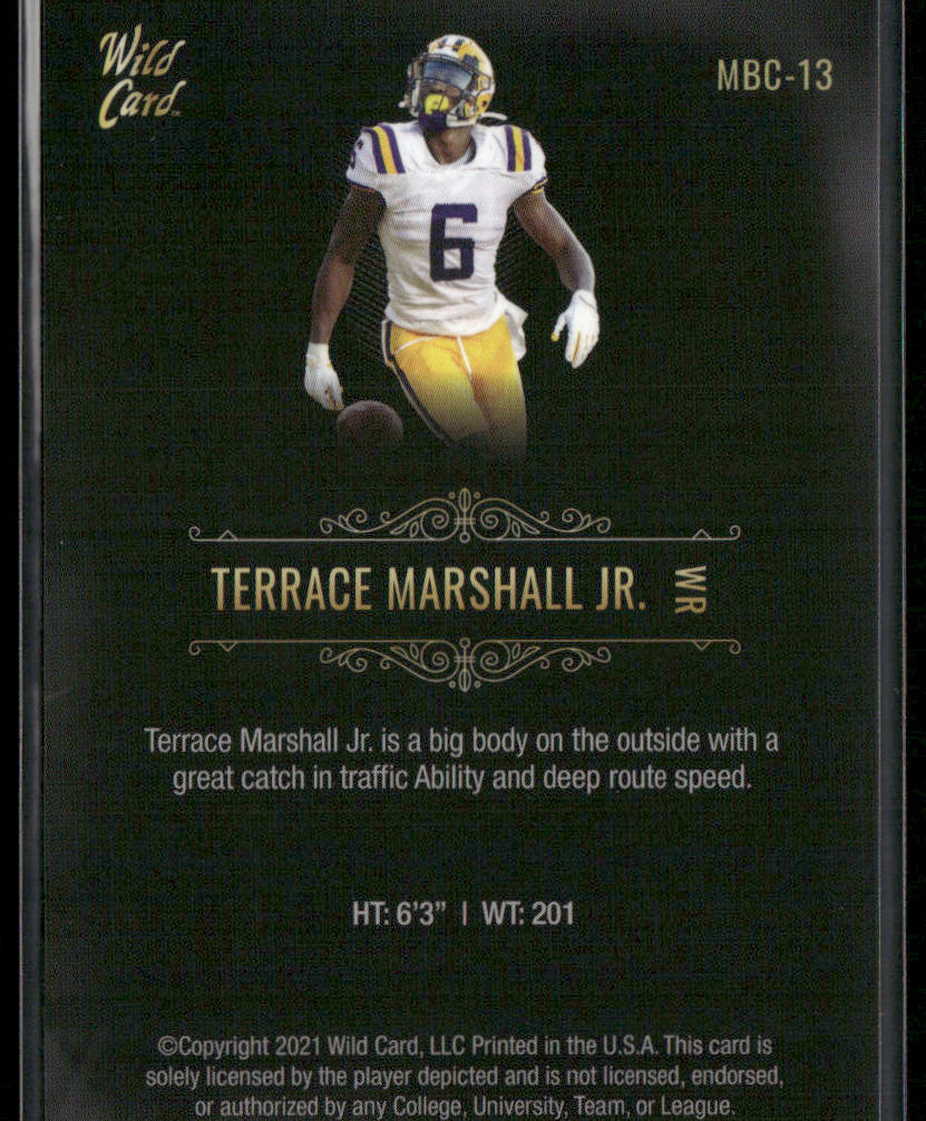Terrace Marshall Jr. 2021 Wild Card Matte White Black #MBC-13 LSU Tigers back