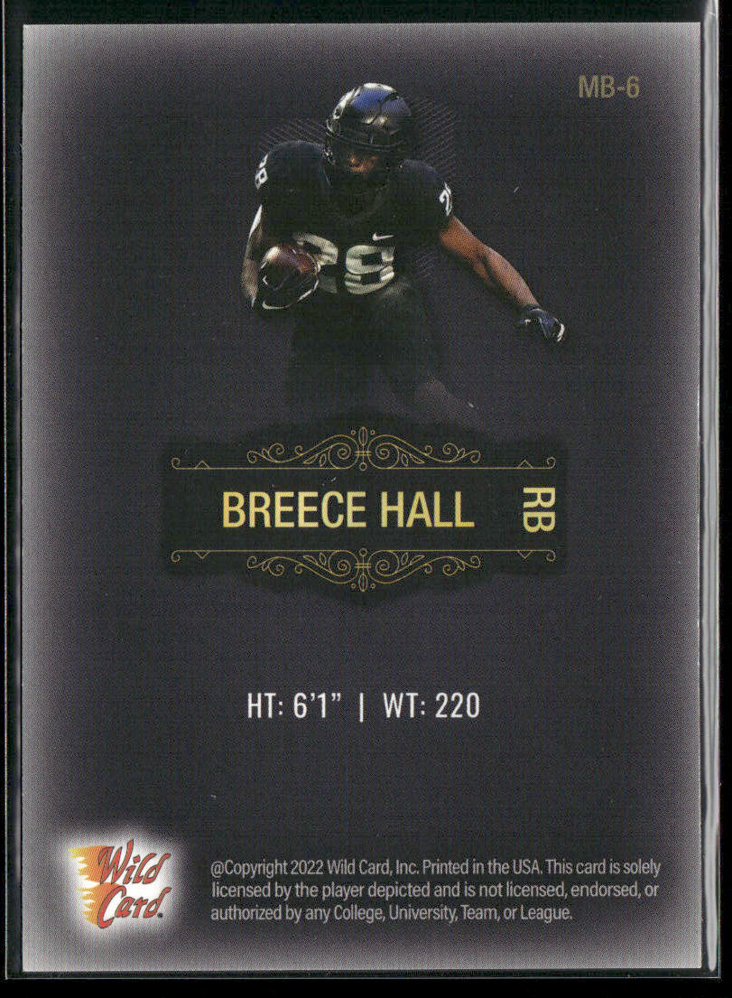 Breece Hall 2022 Wild Card Matte Black #MB-6 Iowa State Cyclones back