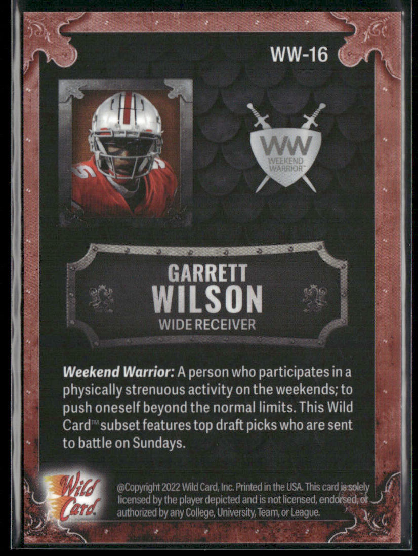 Garrett Wilson 2022 Wild Card Matte Weekend Warrior Crimson/Black/Orange #WW-16