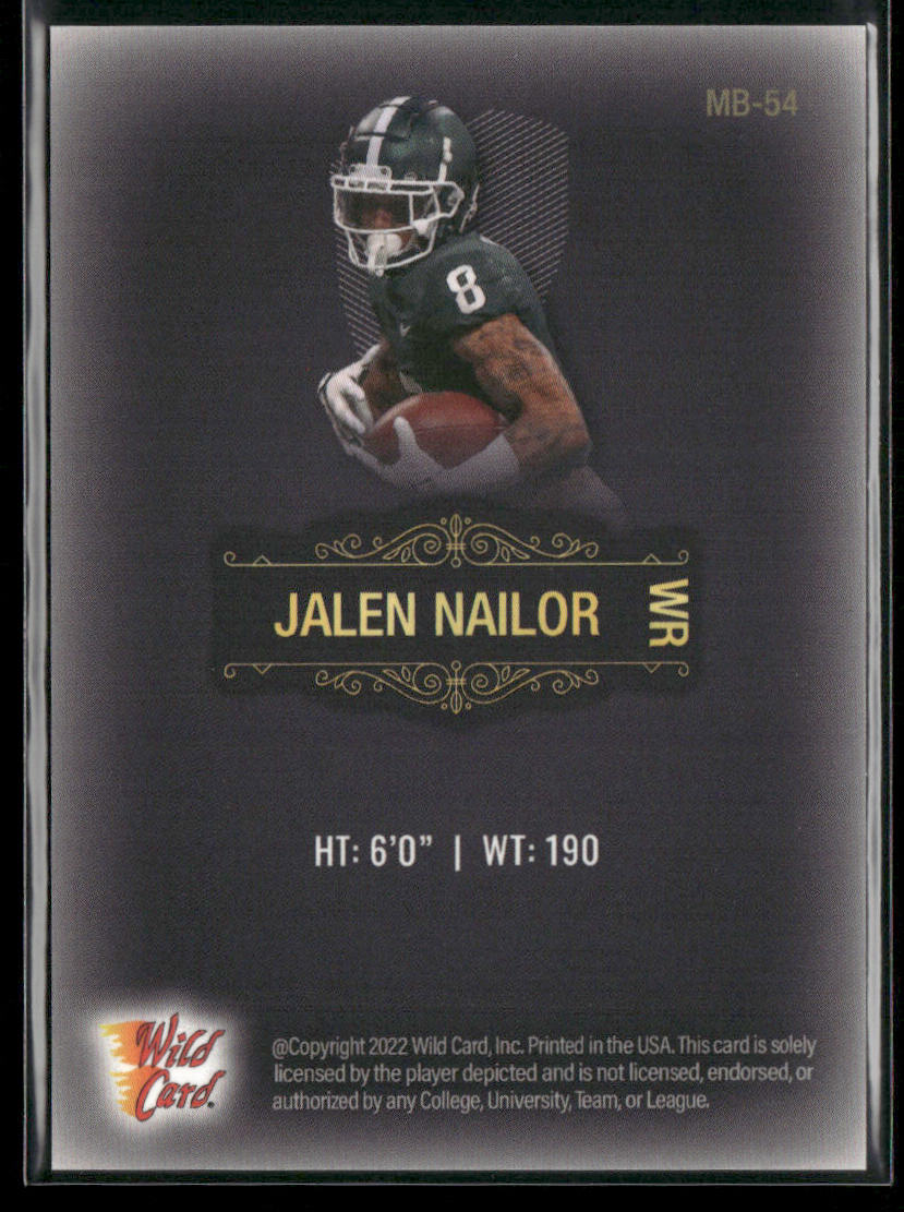 Jalen Nailor 2022 Wild Card Matte Touch Football Black Pattern Three #MB-54 SN