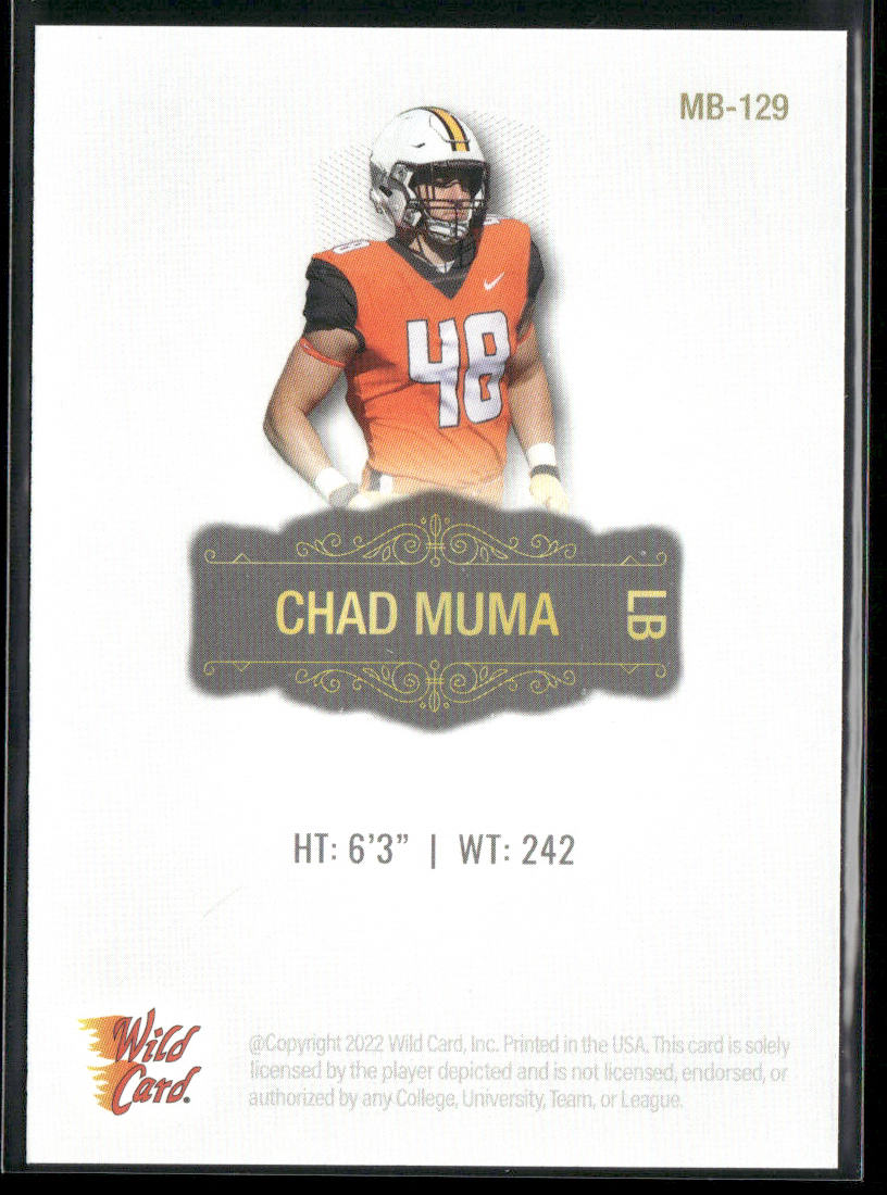 Chad Muma 2022 Wild Card Matte White #MB-129 Wyoming Cowboys