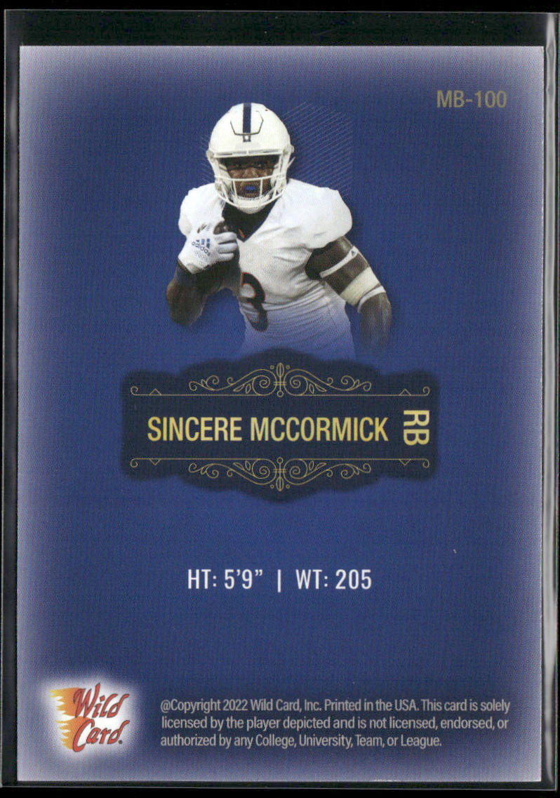Sincere McCormick 2022 Wild Card Matte Blue #MB-100 UTSA Roadrunners