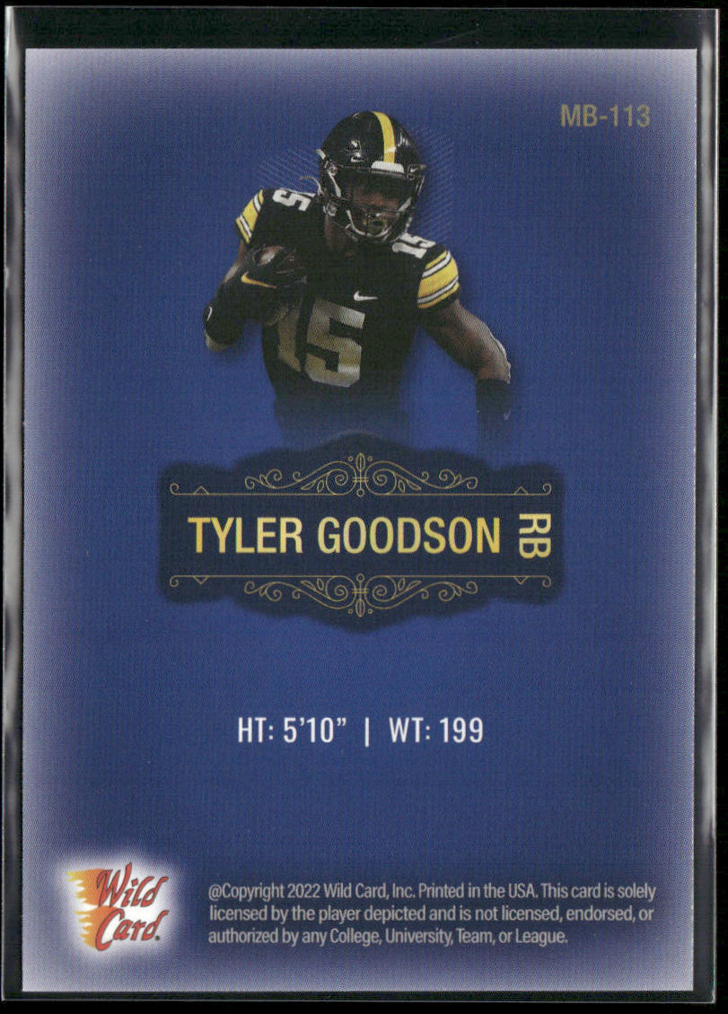 Tyler Goodson 2022 Wild Card Matte Blue #MB-113 Iowa Hawkeyes