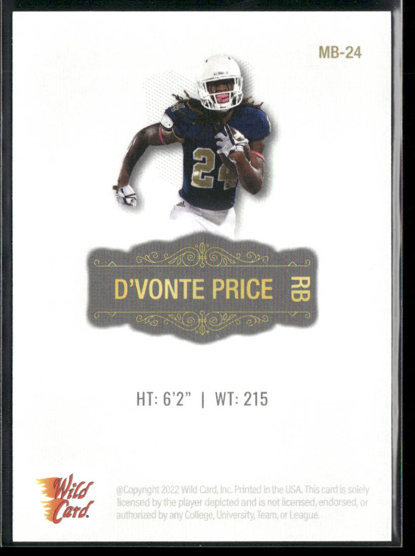 D'Vonte Price 2022 Wild Card Matte White #MB-24 FIU Panthers