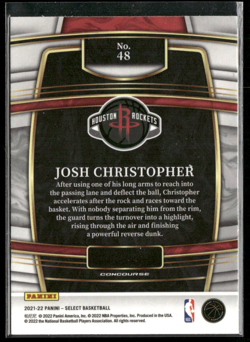 Josh Christopher 2021-22 Panini Select Blue (Retail Base) #48 RC Houston Rockets