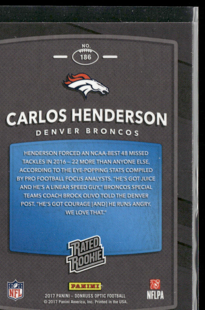 Carlos Henderson 2017 Donruss Optic #186 RC Denver Broncos
