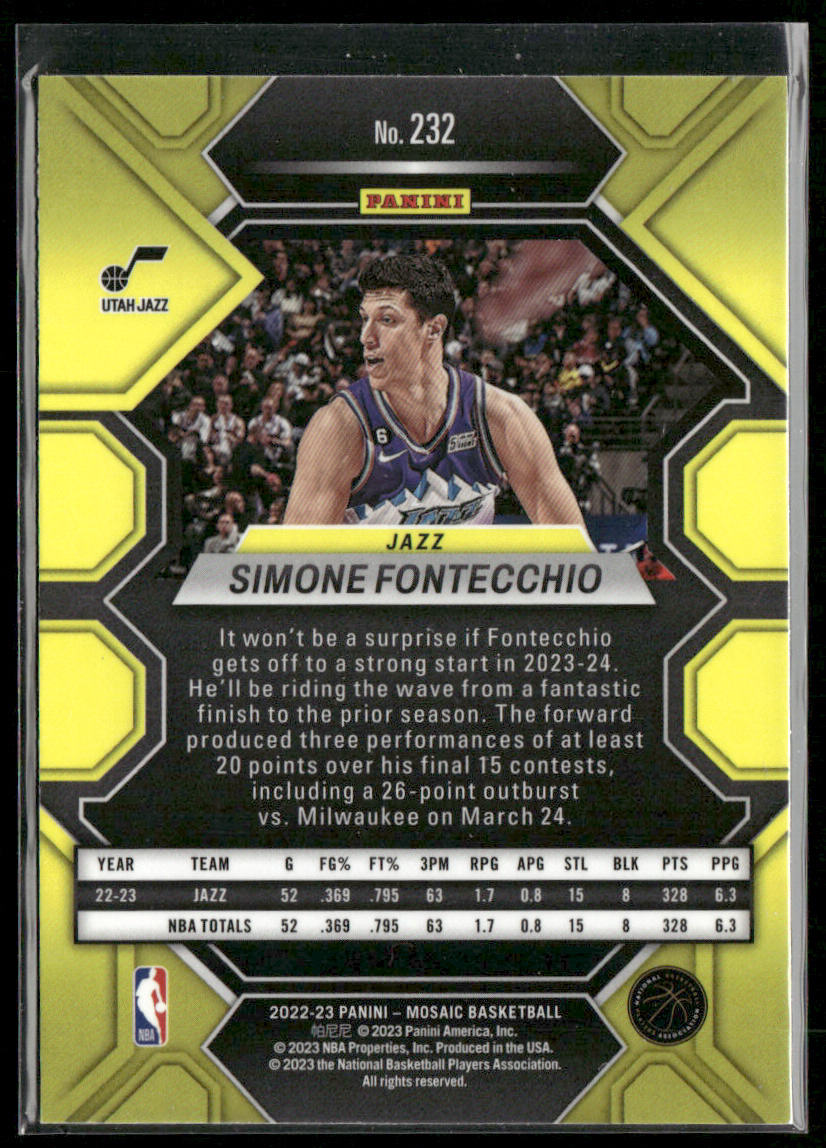 Simone Fontecchio 2022-23 Panini Mosaic #232 RC Utah Jazz