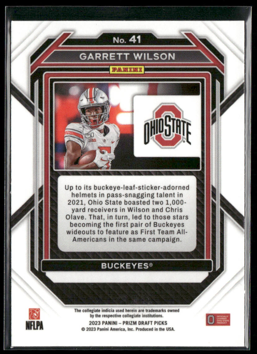 Garrett Wilson 2023 Panini Prizm Draft Picks #41 Ohio State Buckeyes back