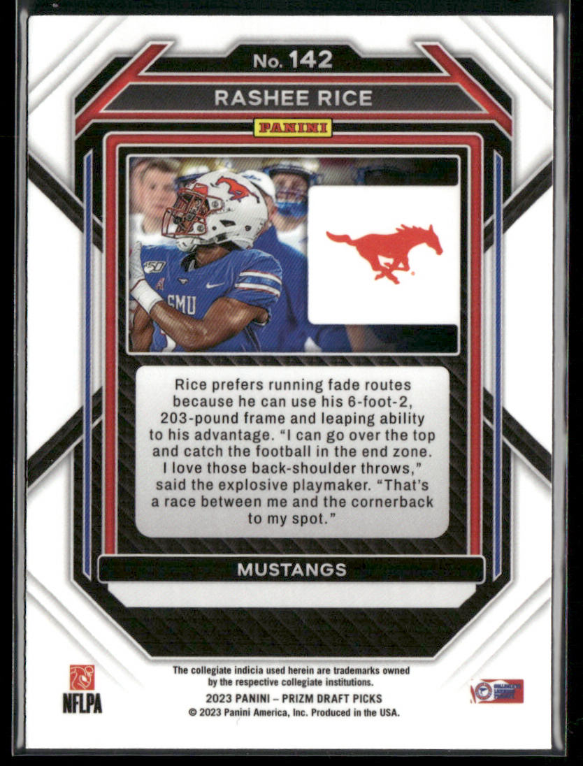 Rashee Rice 2023 Panini Prizm Draft Picks #142 SMU Mustangs back