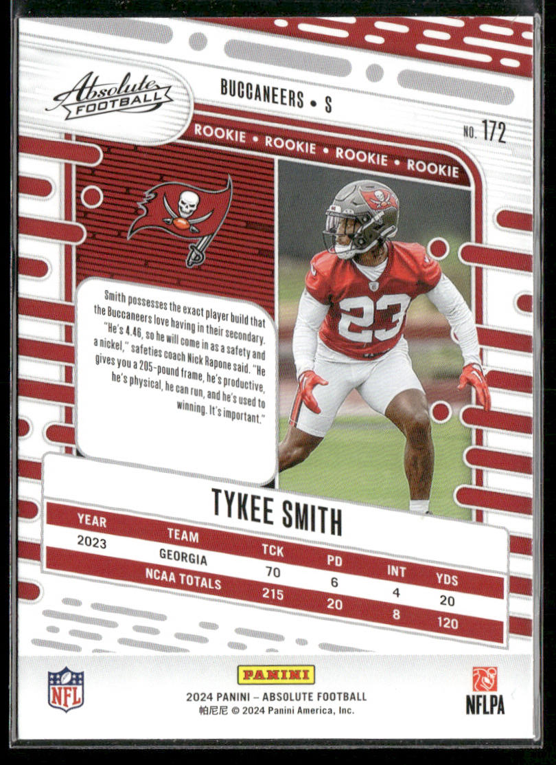 Tykee Smith 2024 Panini Absolute Retail #172 RC Tampa Bay Buccaneers back