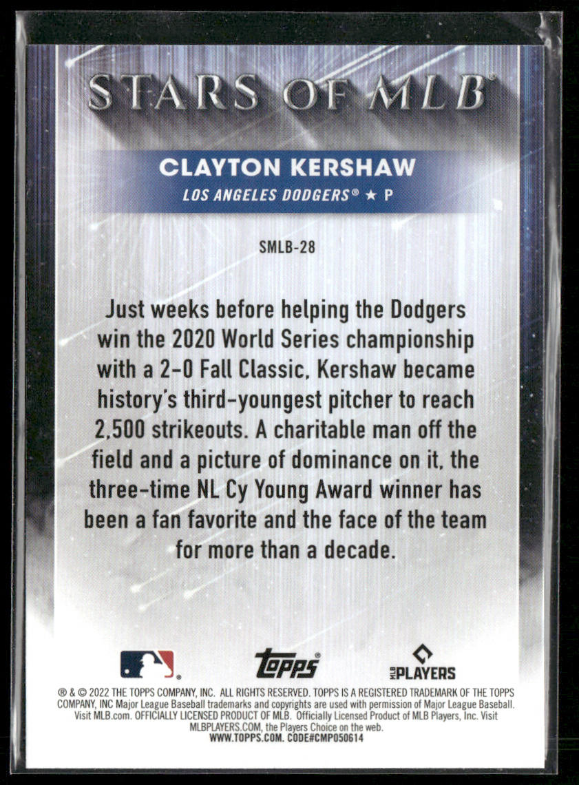 Clayton Kershaw 2022 Topps Stars of MLB #SMLB-28 Los Angeles Dodgers