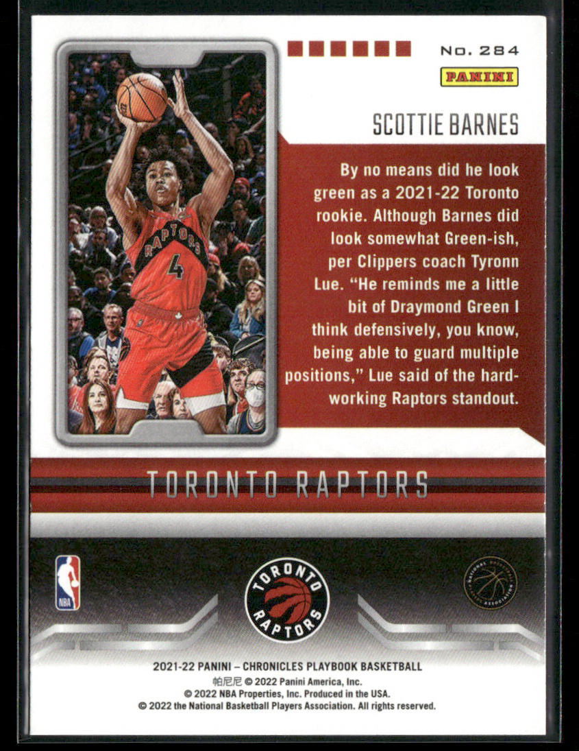 Scottie Barnes 2021-22 Panini Chronicles #284 RC Toronto Raptors