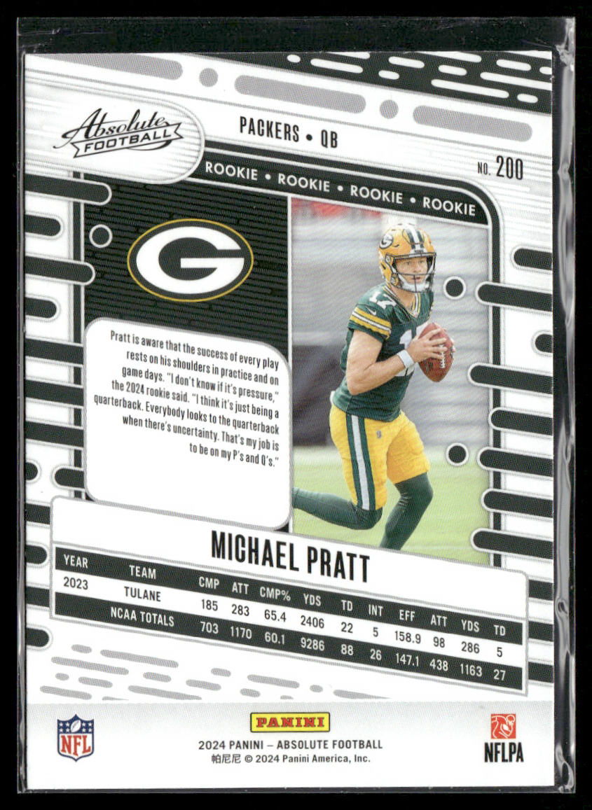 Michael Pratt 2024 Panini Absolute Retail #200 RC Green Bay Packers