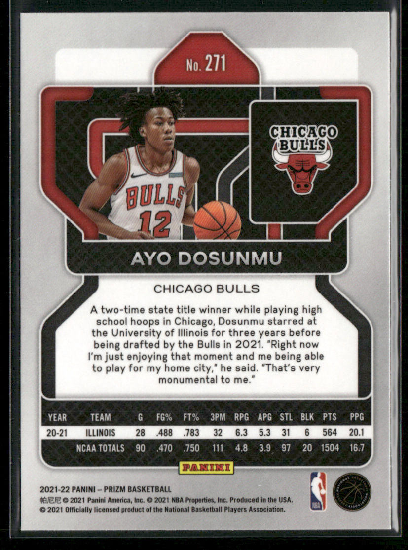 Ayo Dosunmu 2021-22 Panini Prizm #271 RC Chicago Bulls