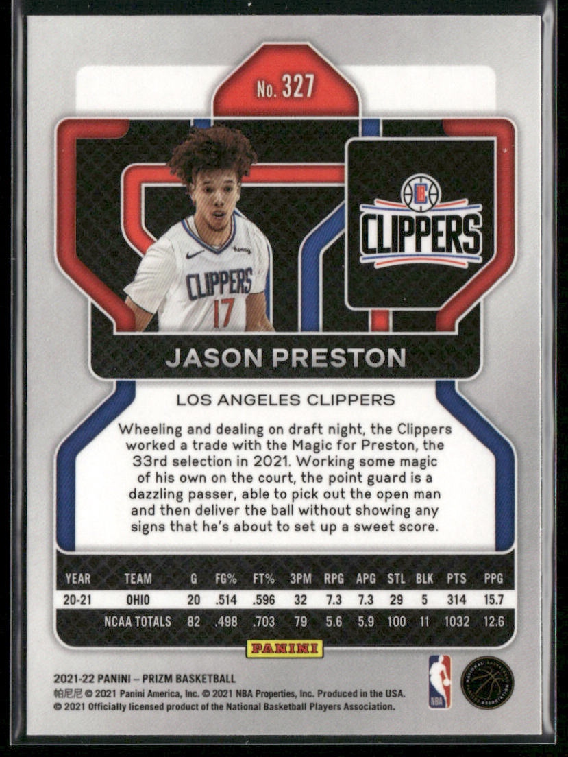 Jason Preston 2021-22 Panini Prizm #327 RC Los Angeles Clippers