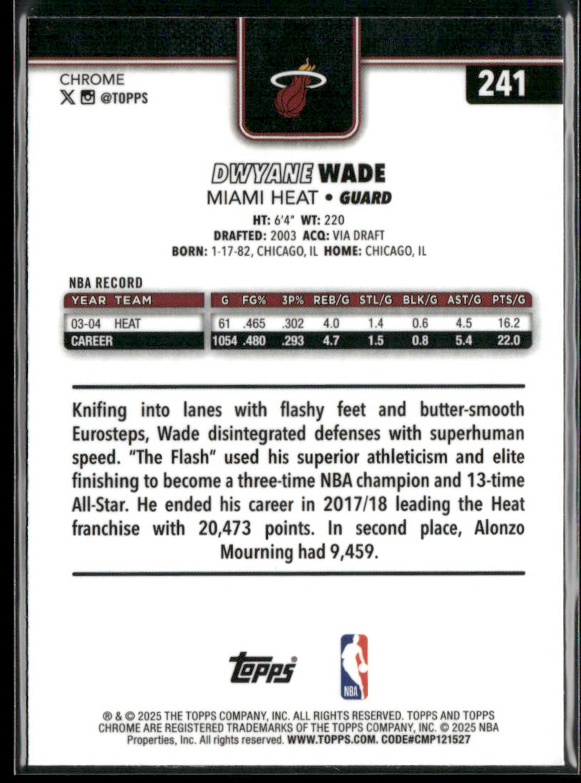 Dwyane Wade 2025-26 Topps Chrome #241 Miami Heat
