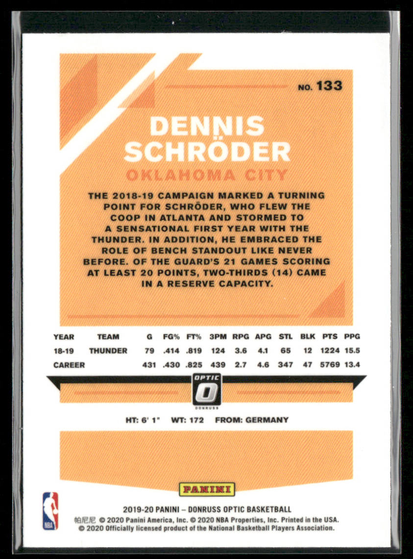 Dennis Schroder 2019-20 Donruss Optic #133 Oklahoma City Thunder