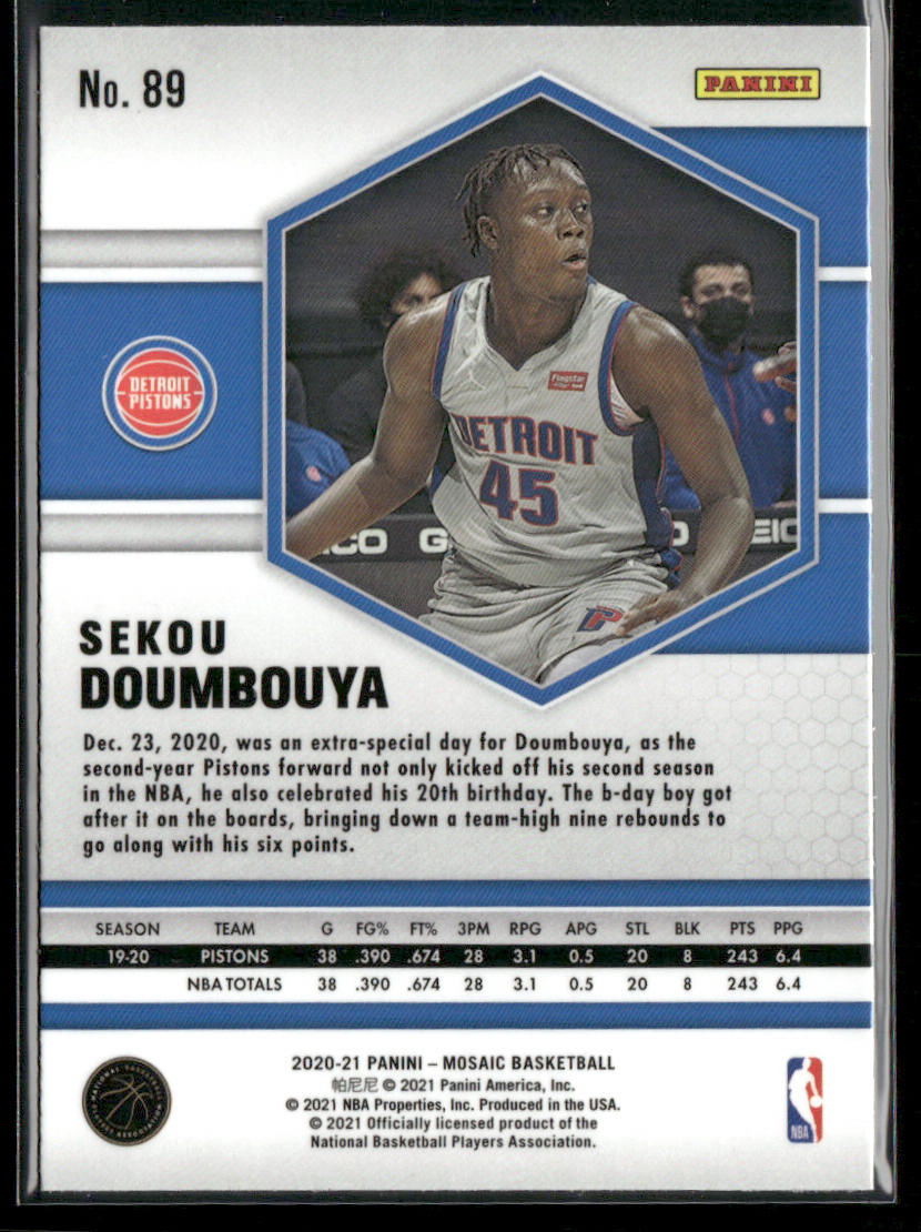 Sekou Doumbouya 2020-21 Panini Mosaic #89 Detroit Pistons