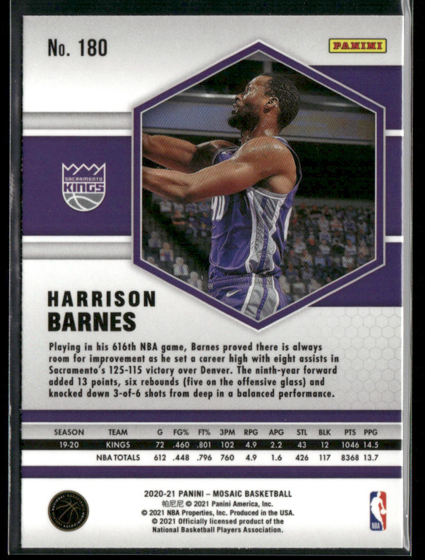 Harrison Barnes 2020-21 Panini Mosaic #180 Sacramento Kings