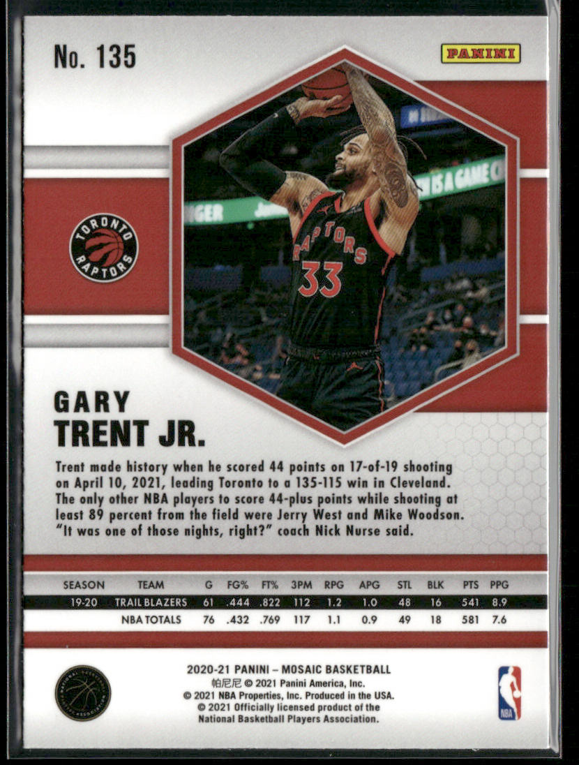 Gary Trent Jr. 2020-21 Panini Mosaic #135 Toronto Raptors