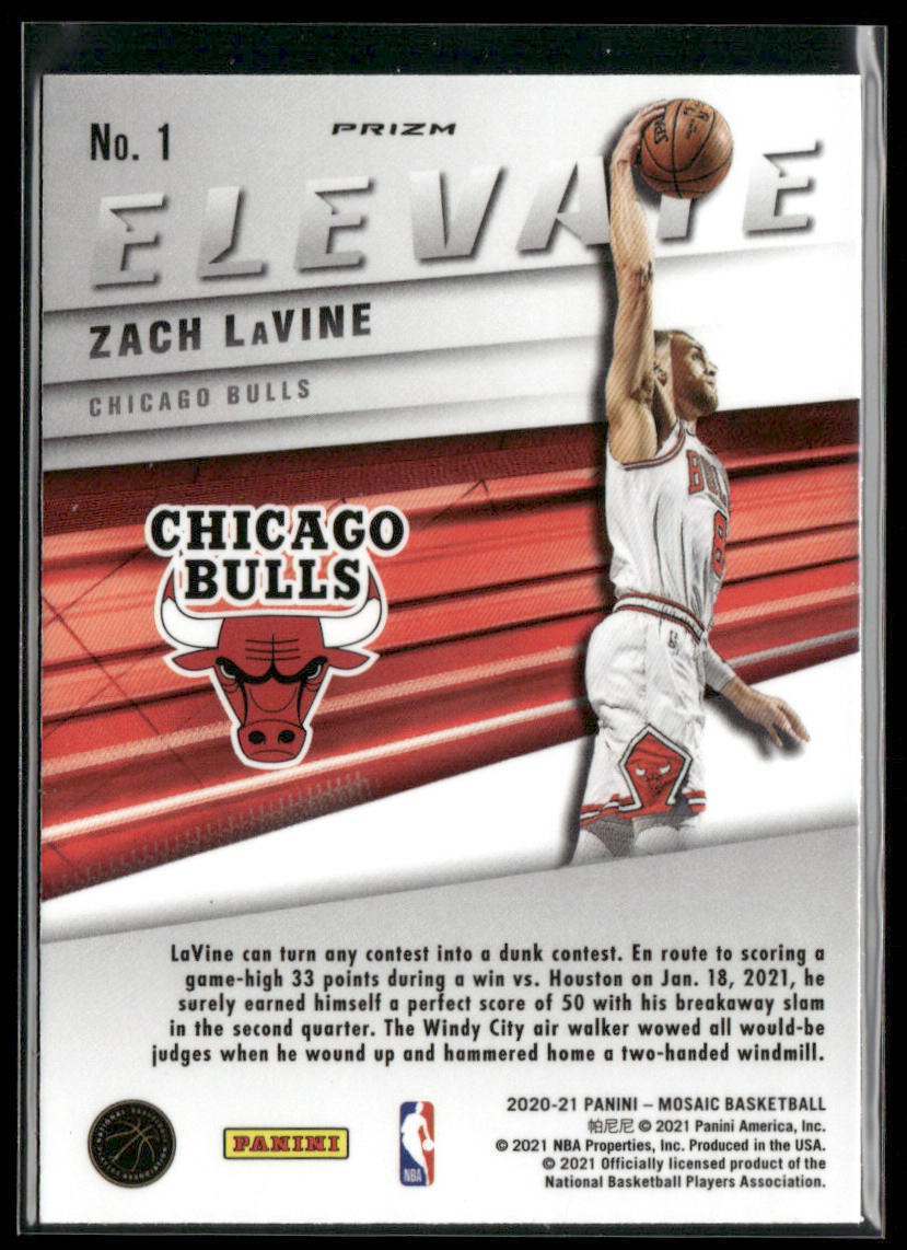 Zach LaVine 2020-21 Panini Mosaic Elevate Mosaic Green #1 Chicago Bulls