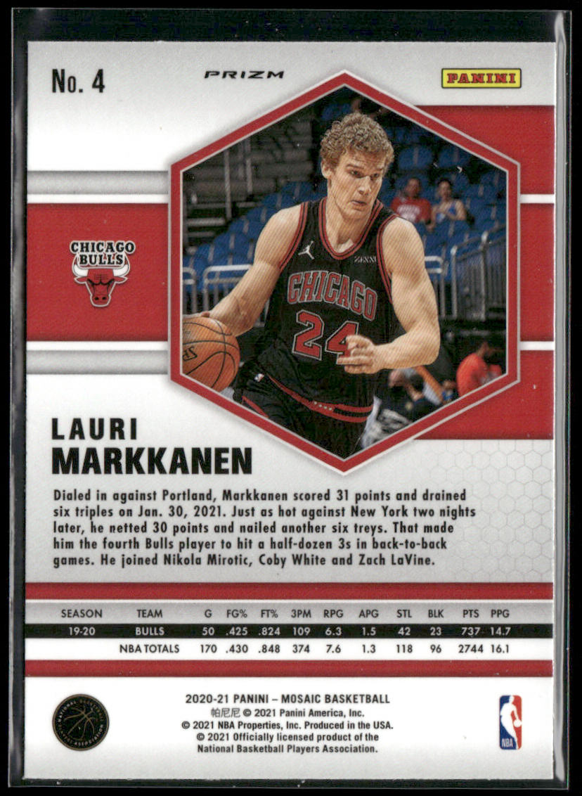 Lauri Markkanen 2020-21 Panini Mosaic Mosaic Camo Pink #4 Chicago Bulls