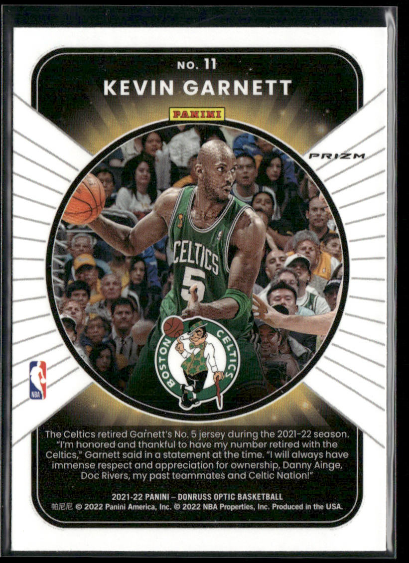 Kevin Garnett 2021-22 Donruss Optic Winner Stays Purple #11 Boston Celtics