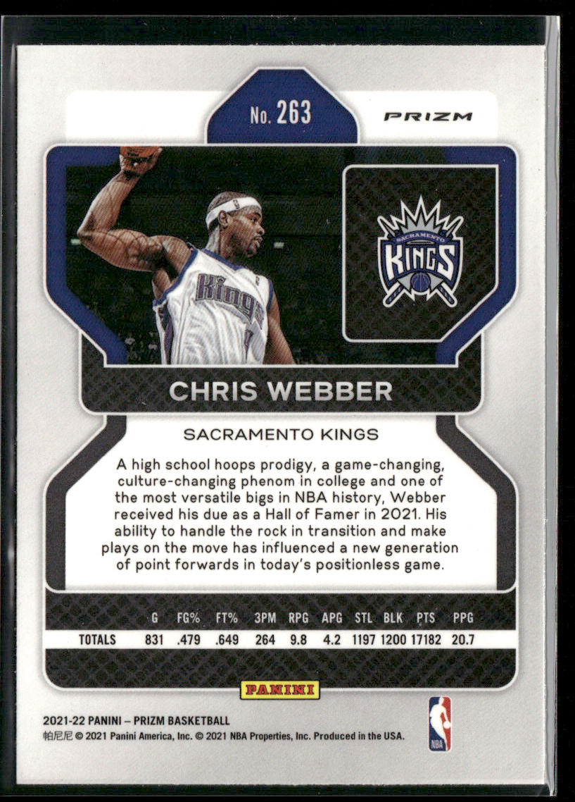 Chris Webber 2021-22 Panini Prizm Silver #263 Sacramento Kings