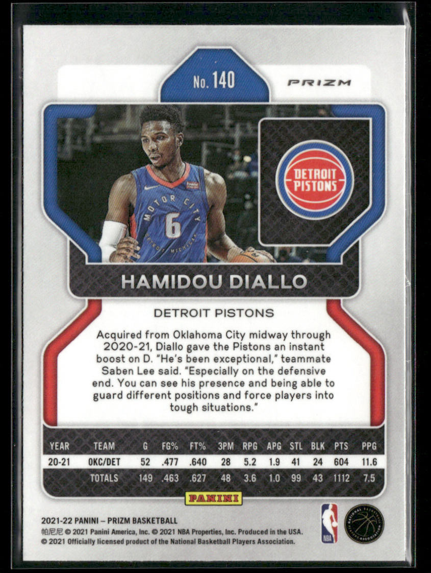 Hamidou Diallo 2021-22 Panini Prizm Green Wave #140 Detroit Pistons