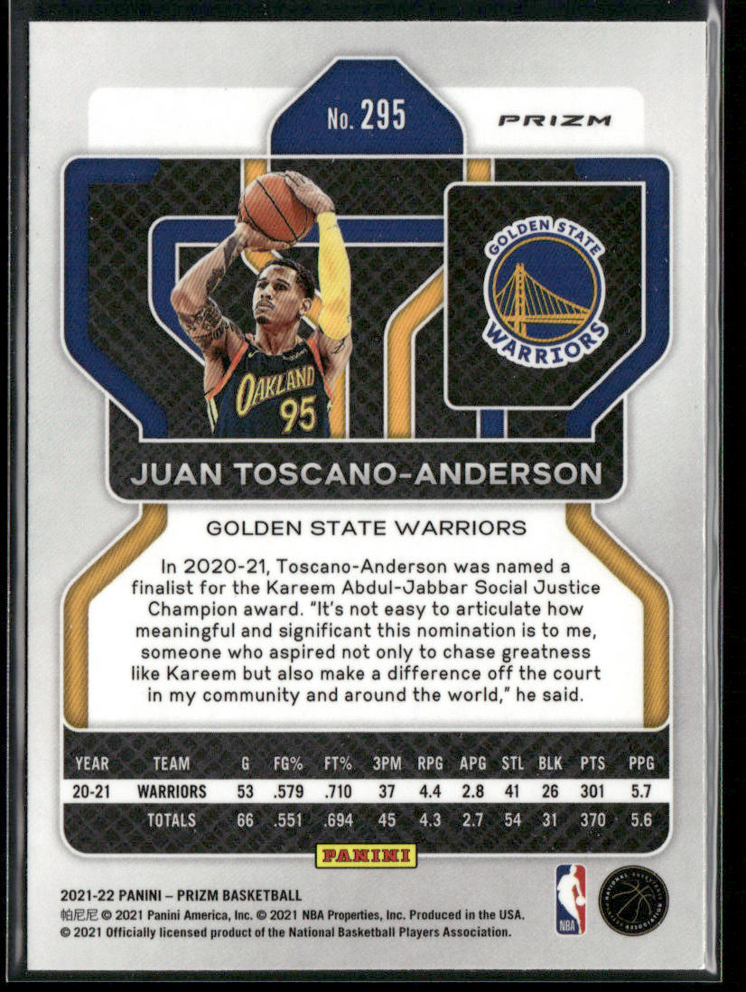 Juan Toscano-Anderson 2021-22 Panini Prizm Ruby Wave #295 RC Warriors
