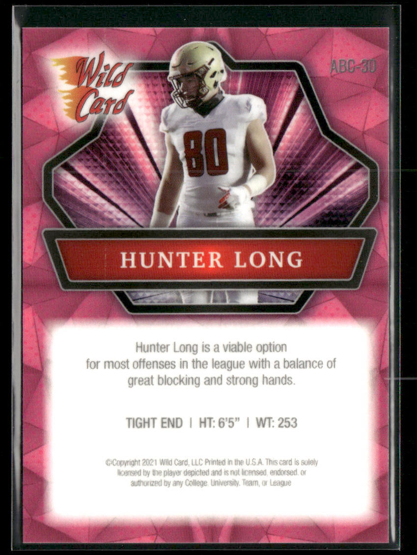 Hunter Long 2021 Wild Card Alumination Pink #ABC-30 Boston College Eagles