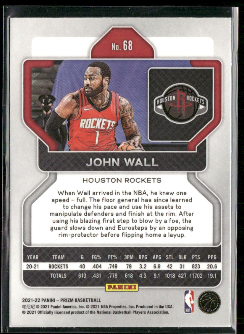 John Wall 2021-22 Panini Prizm #68 Houston Rockets back