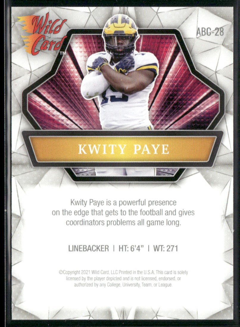 Kwity Paye 2021 Wild Card Alumination #ABC-28 Michigan Wolverines