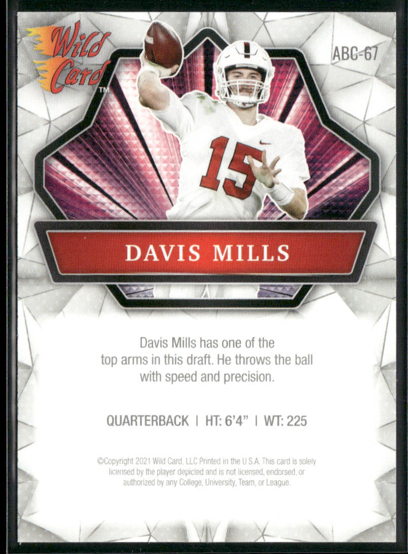 Davis Mills 2021 Wild Card Alumination Silver #ABC-67 Stanford Cardinal