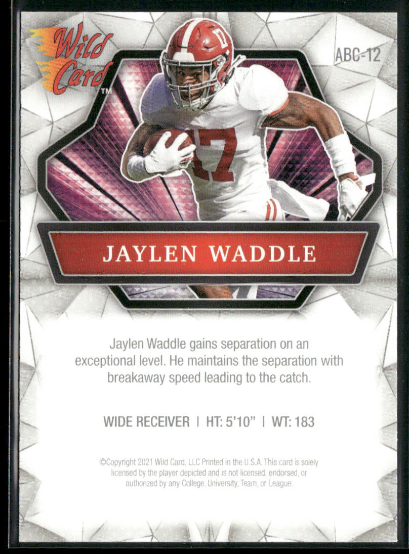 Jaylen Waddle 2021 Wild Card Alumination #ABC-12 Alabama Crimson Tide