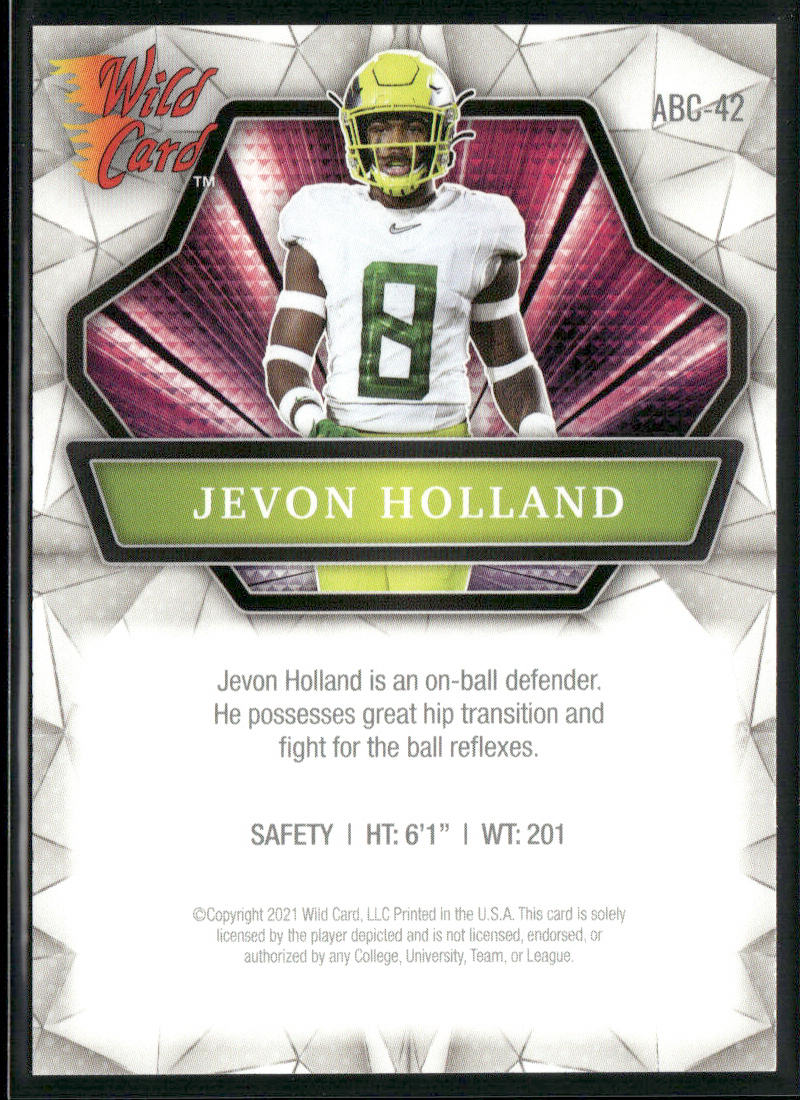 Jevon Holland 2021 Wild Card Alumination #ABC-42 Oregon Ducks