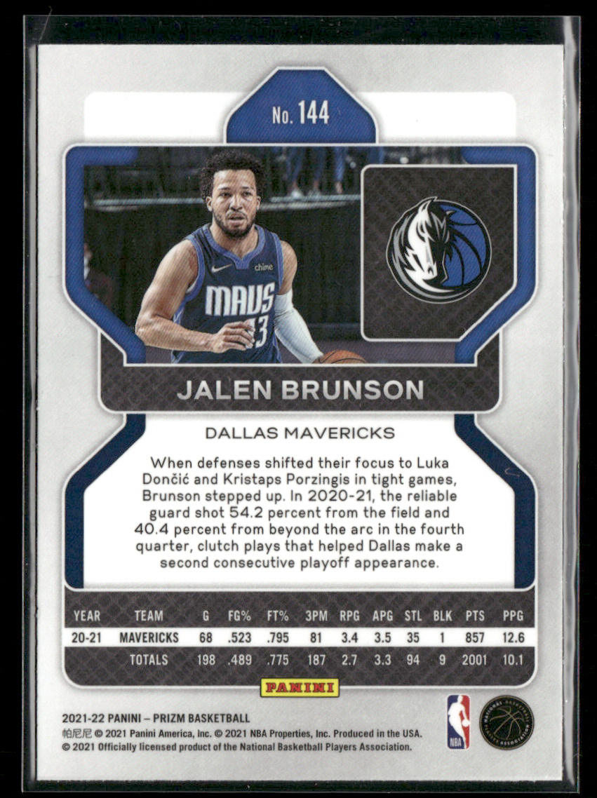 Jalen Brunson 2021-22 Panini Prizm #144 Dallas Mavericks
