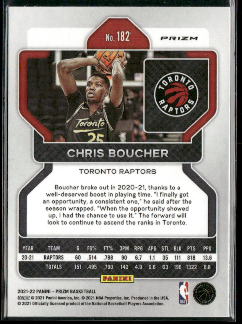 Chris Boucher 2021-22 Panini Prizm Silver #182 Toronto Raptors
