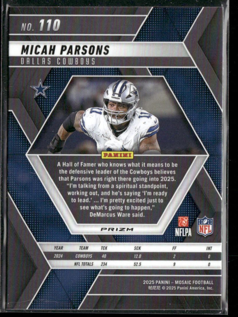 Micah Parsons 2025 Panini Mosaic Mosaic #110 Dallas Cowboys