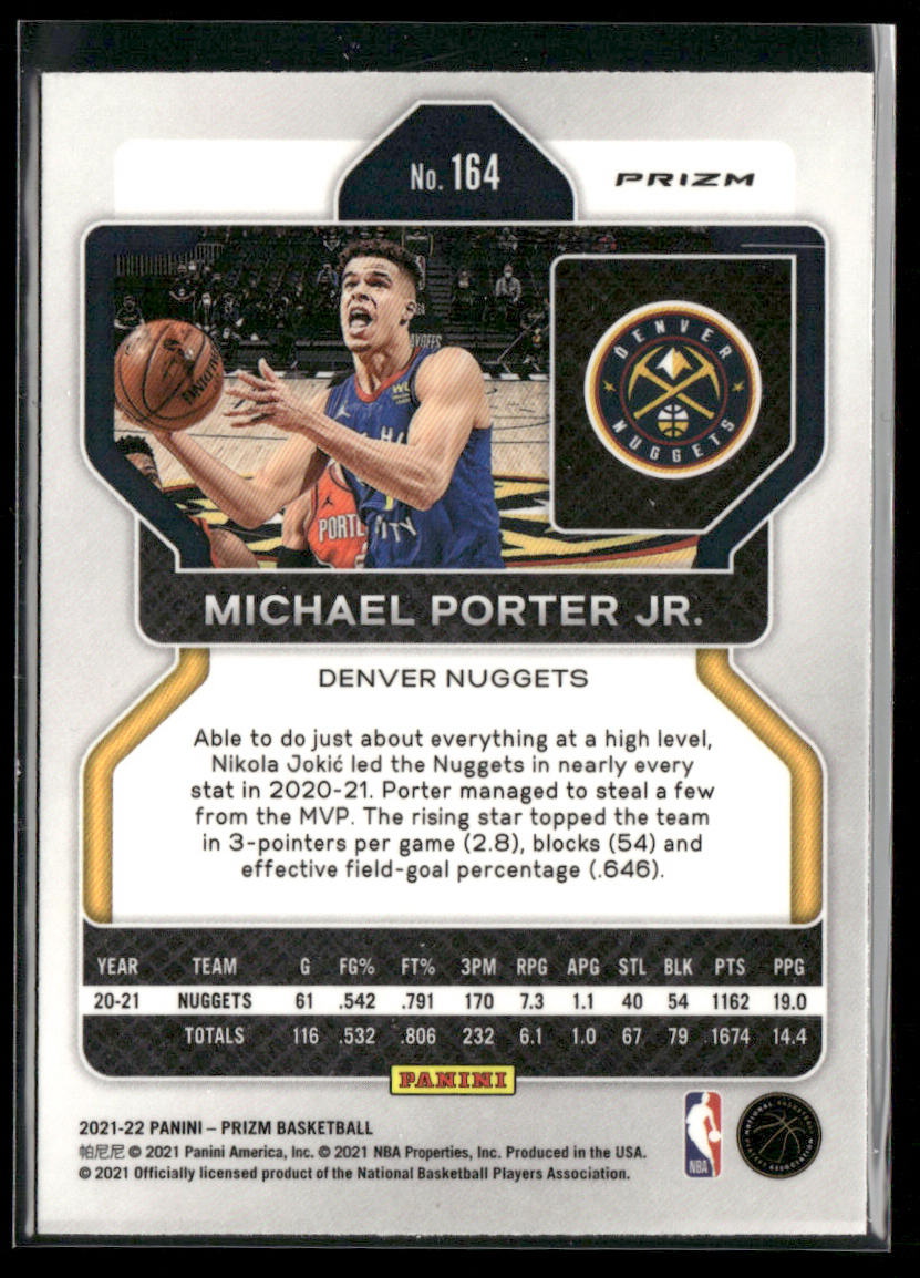 Michael Porter Jr. 2021-22 Panini Prizm Silver Wave #164 Denver Nuggets